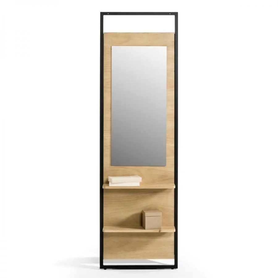 Bookcase with mirror, 2 shelves, HIBA